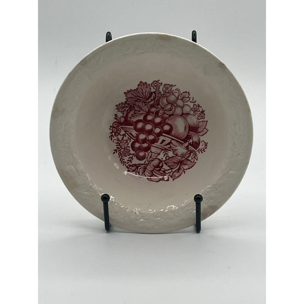 Vintage Homer Laughlin‎ Harvest pattern red white fruit bowl SET OF 2 1940's